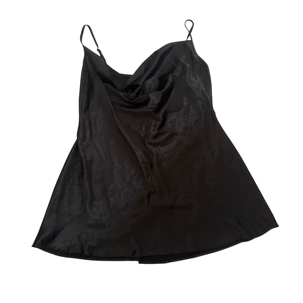 Cider Womens Y2K Black Satin Cowl Neck Mini Slip Dress 3XL Fairy Grunge